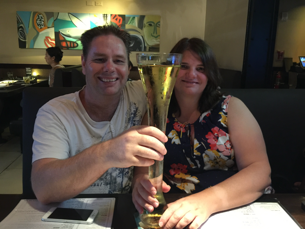 Eating out - Giant glass of mango beer