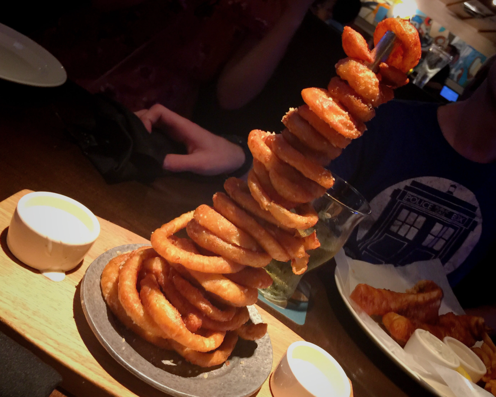 Eating Out Onion Rings at Yardhouse